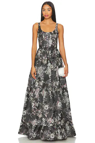 V. Chapman Avery Gown in Black Lilibet Brocade from Revolve.com | Revolve Clothing (Global)