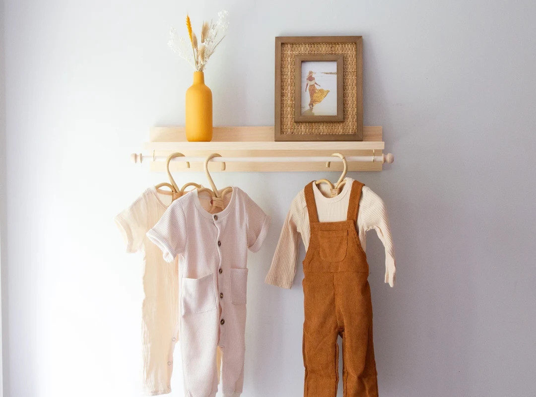 Nursery Shelf Clothes Hanger, Bohonursery Décor, Baby Shower Gift, Elegant Baby Girl Nursery - E... | Etsy (US)