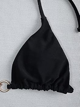 YBQ Bikini Suit Ring Linked Micro Triangle Thong Bikini Swimsuit (Color : Black, Size : M) | Amazon (US)
