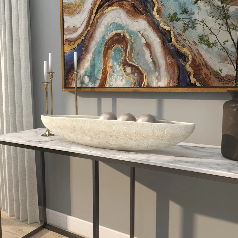 Rosecliff Heights Polystone Oval Long Decorative Bowl in Gray & Reviews | Wayfair | Wayfair North America