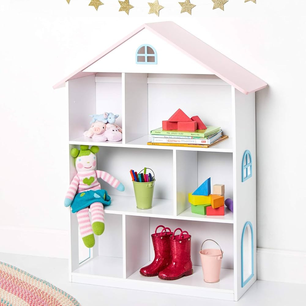 Wildkin Kids Wooden Dollhouse Bookcase for Girls, Measures 42 x 12 x 33 Inches, Dollhouse Bookshe... | Amazon (US)