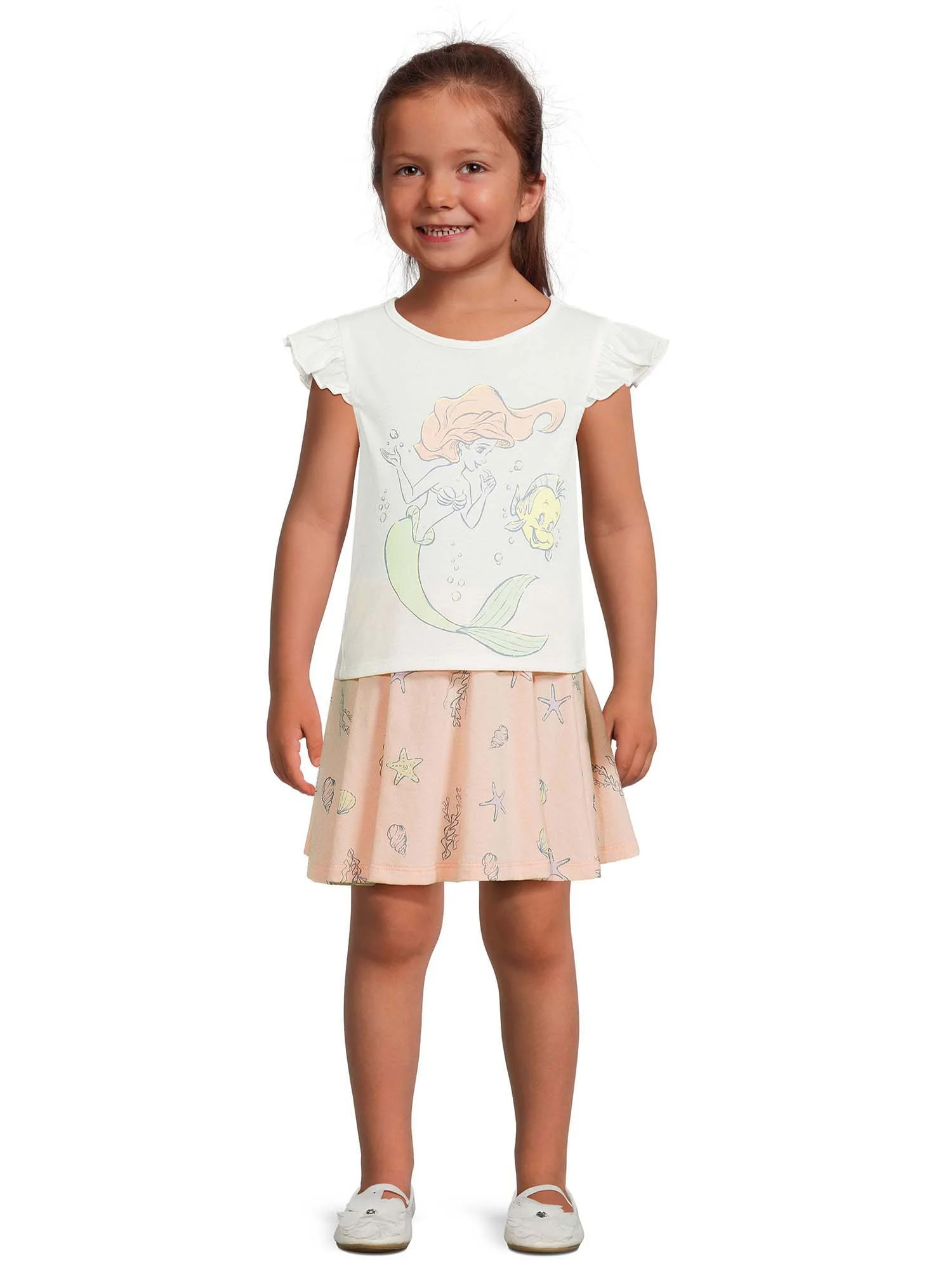 Disney The Little Mermaid Girls Ariel and Flounder Friends Swim Graphic Tee and Skirt, 2-Piece Se... | Walmart (US)