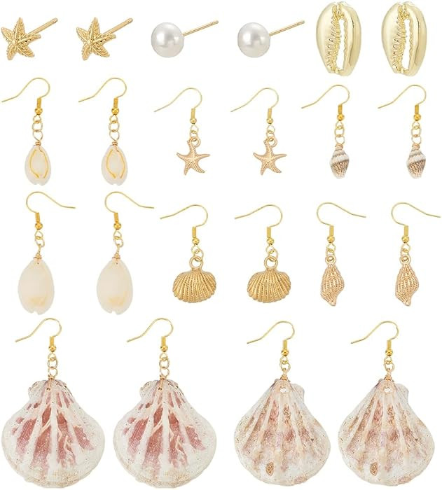 PH PandaHall 10 Pairs Shell Earrings Ocean Jewellery Beach Jewellery Summer Earrings for Women Va... | Amazon (US)