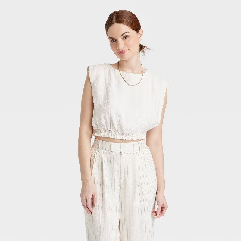 Women's Slim Fit Extended Shoulder Gauze Tank Top - A New Day™ | Target