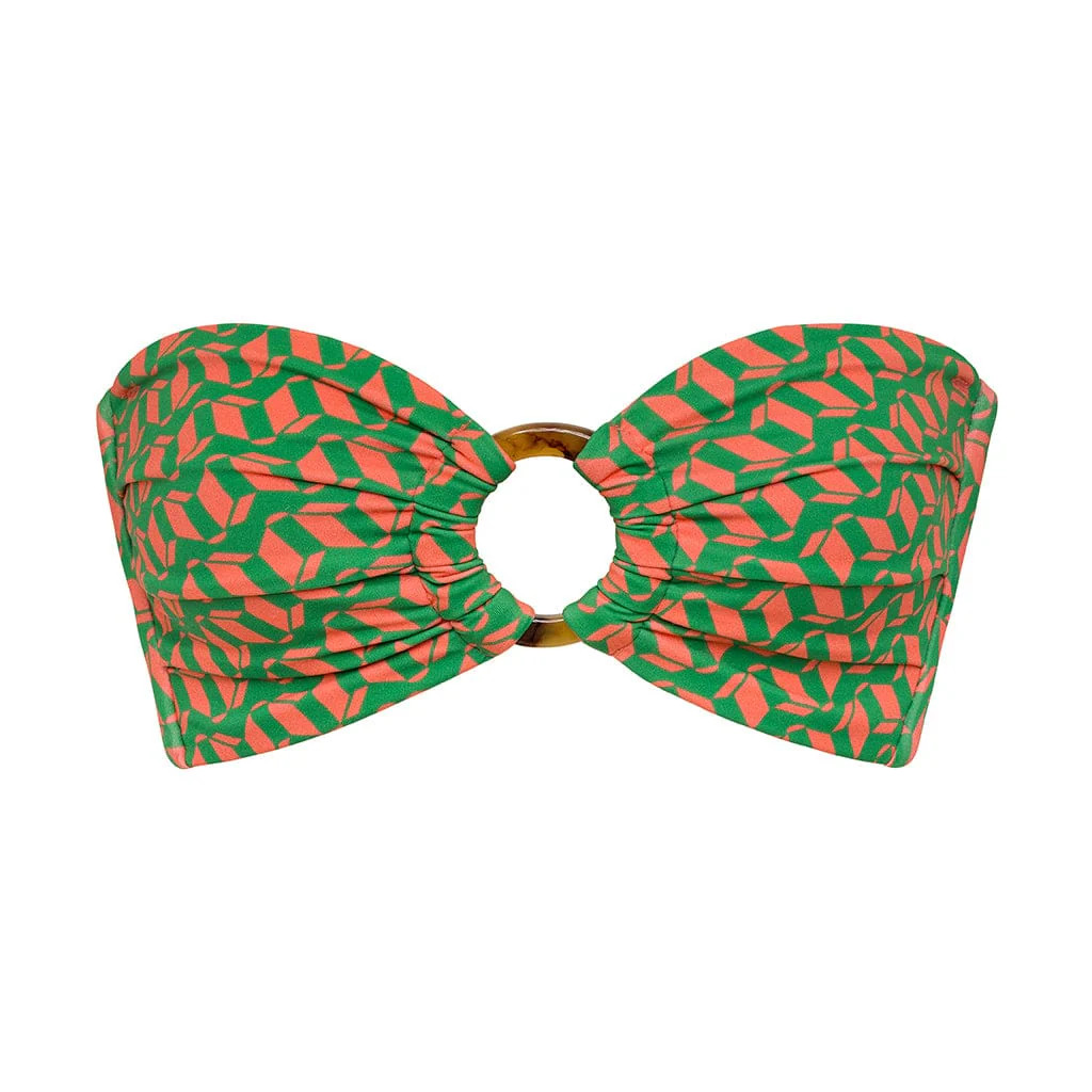 Geo Tori Ties Bandeau Bikini Top | Montce