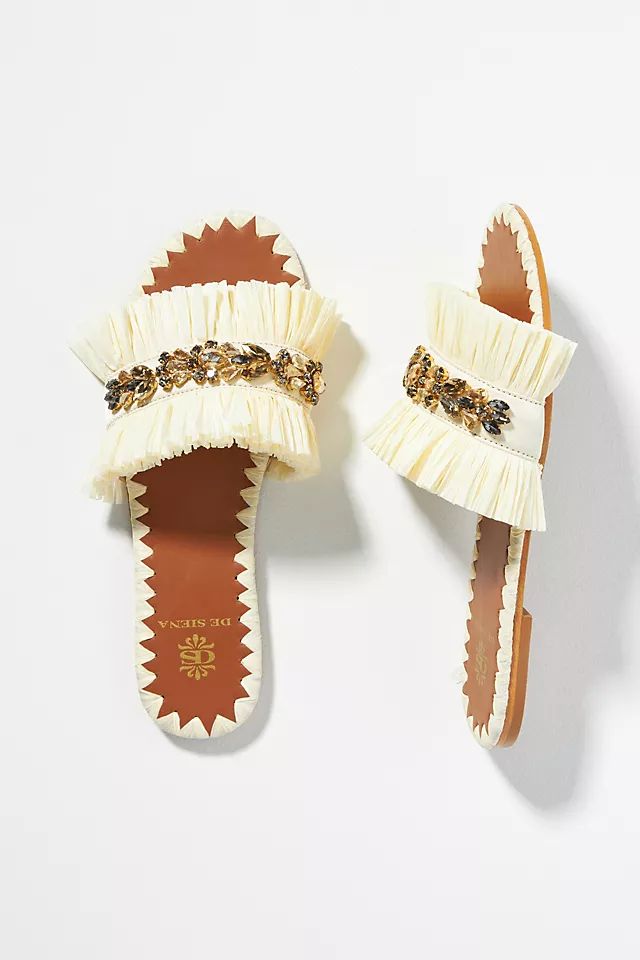 De Siena Embellished Raffia Slide Sandals | Anthropologie (US)