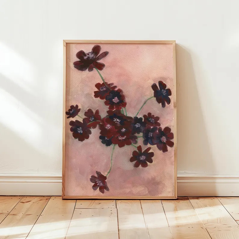 Chocolate Cosmos Watercolor Print - Etsy | Etsy (US)