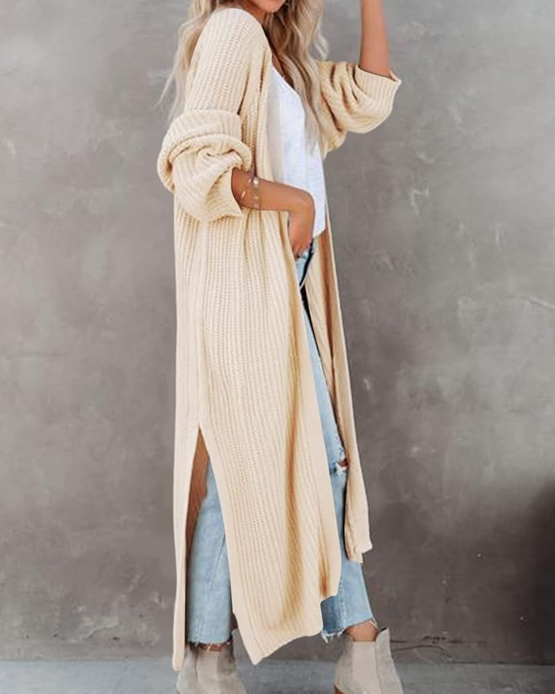 Women's Oversized Long Cardigan Sweaters Long Sleeve Split Open Front Drape Knit Duster Coat | Amazon (US)
