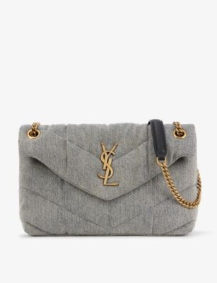 SAINT LAURENT Loulou Puffer denim shoulder bag | Selfridges