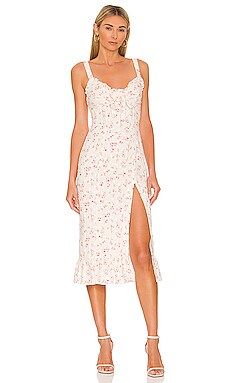 MAJORELLE Lauralie Midi Dress in Summerfield White from Revolve.com | Revolve Clothing (Global)