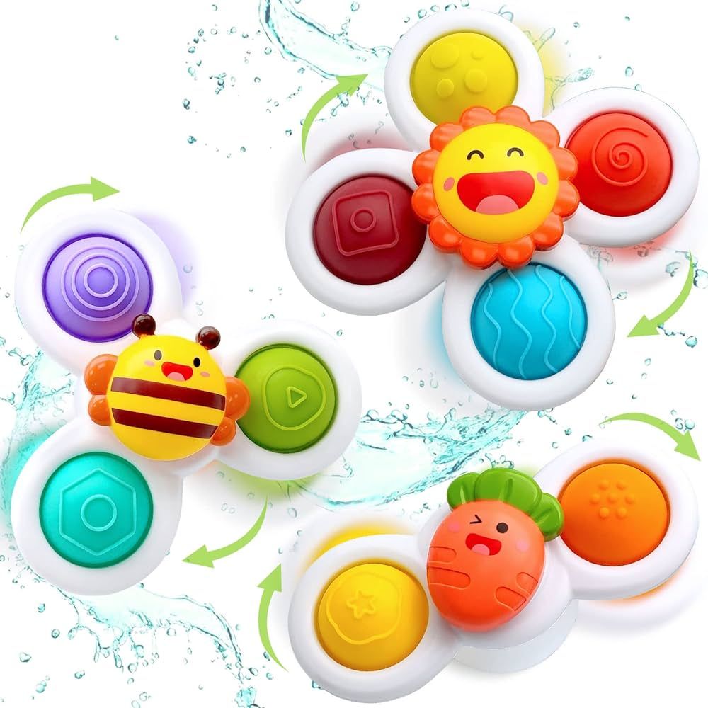 Suction Cup Spinner Toys for Baby, Sensory Toys Learning Toys for Toddlers 1-3, Baby Bath Toys fo... | Amazon (US)