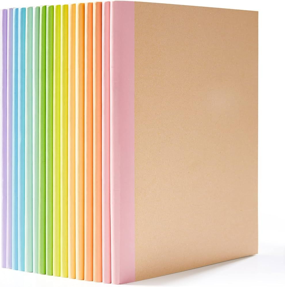 feela 16 Pack Composition Notebook Bulk, Kraft Cover Lined Blank College Ruled Travel Journals wi... | Amazon (US)