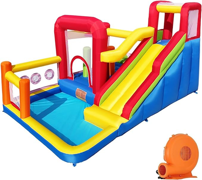Bounce House, Inflatable Bounce Castle with Blower for Kids, Blow Up Jumping Bouncer with Slide, ... | Amazon (US)