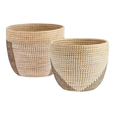 Black and White Geo Seagrass Nella Basket | World Market