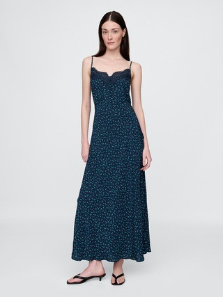Crepe Lace-Trim Sweetheart Maxi Dress | Gap (US)