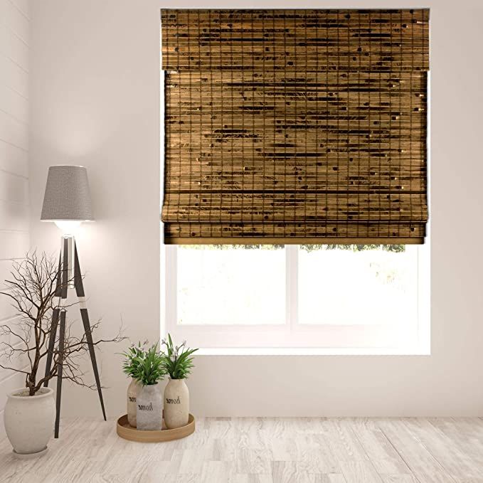 Arlo Blinds Cordless Java Deep Bamboo Roman Shades Light Filtering Window Blinds - Size: 46.5" W ... | Amazon (US)