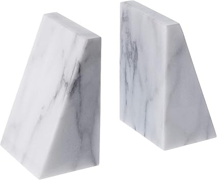 Fox Run Triangular 100% Natural Polished White Marble Bookends 4 x 3 x 6 inches | Amazon (US)