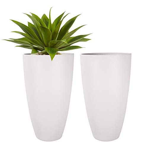 Large Outdoor Tall Planters - 20 inch Indoor Round Big Flower Tree Pot with Drainage, Set of 2, Spec | Amazon (US)