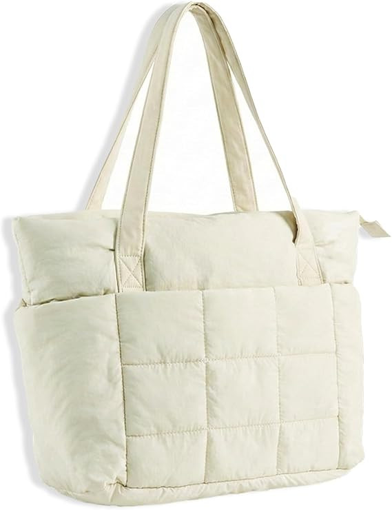 U+U Puffer Tote Bag for Women, Quilted 16" Laptop Work Tote with Yoga Mat Strap & Luggage Sleeve ... | Amazon (US)