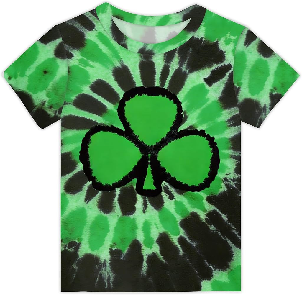 Boys Girls St Patrick's Day Shirts Toddler Short Sleeve Tie Dye T-Shirt for Kids Clover Tees Iris... | Amazon (US)