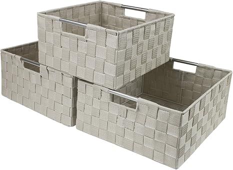 Sorbus Storage Box Woven Basket Bin Container Tote Cube Organizer Set Stackable Storage Basket Wo... | Amazon (US)