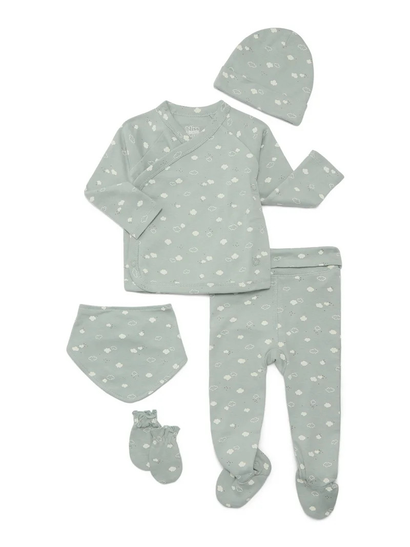Bliss by Garanimals Baby Layette Pajama, 5-Piece Set, Sizes 0\u20139M | Walmart (US)