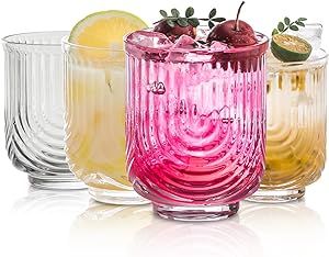 KEMORELA Drinking Glasses Art Deco Cocktail Glasses Set of 4 Glass Cups, Arch Design Glassware, T... | Amazon (US)