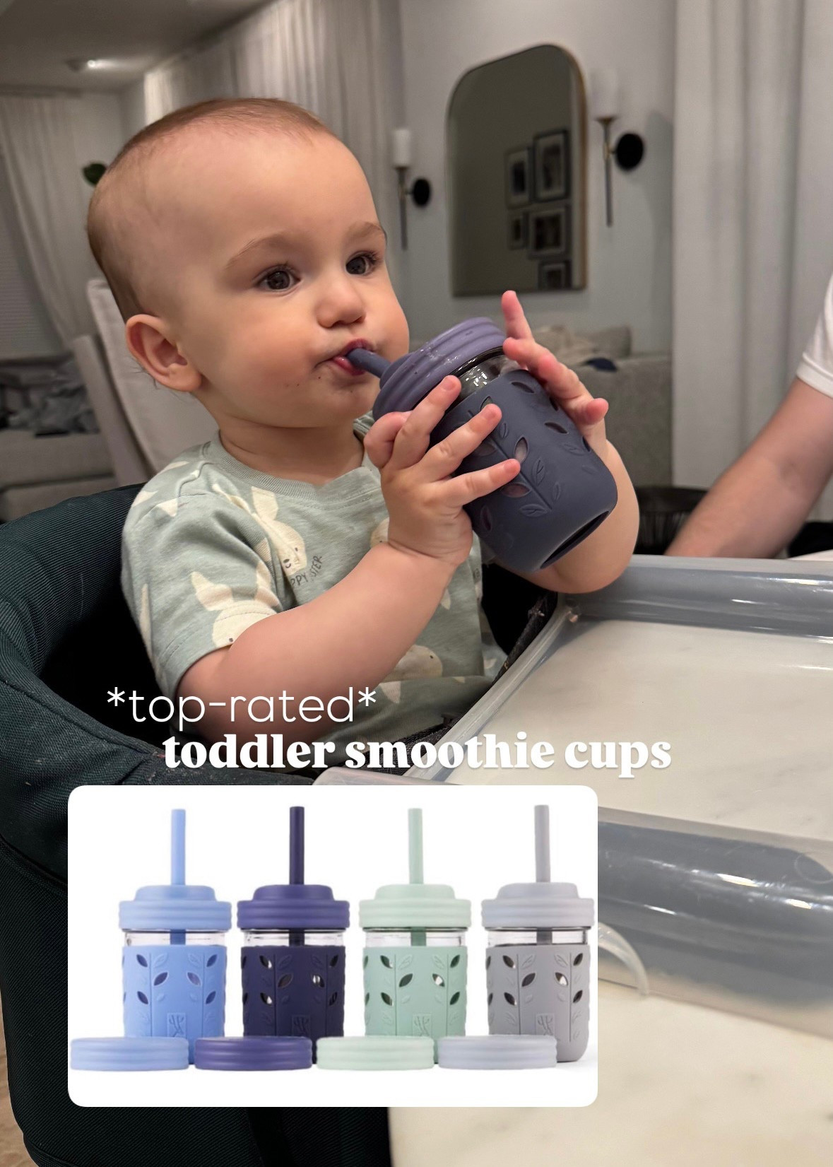 Highly recommend! Easy to clean, dishwasher-safe, and shatterproof thanks to the silicon sleeve. They have a nice thick straw for smoothies and also come with lids to save any leftover in the fridge 🤗 No spills or leaks!! 

#LTKKids #LTKFamily #LTKBaby