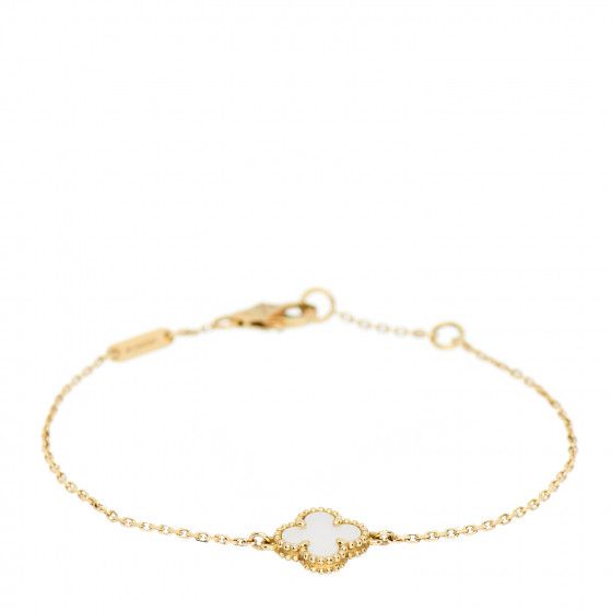VAN CLEEF & ARPELS 18K Yellow Gold Mother of Pearl Sweet Alhambra Bracelet | FASHIONPHILE | Fashionphile