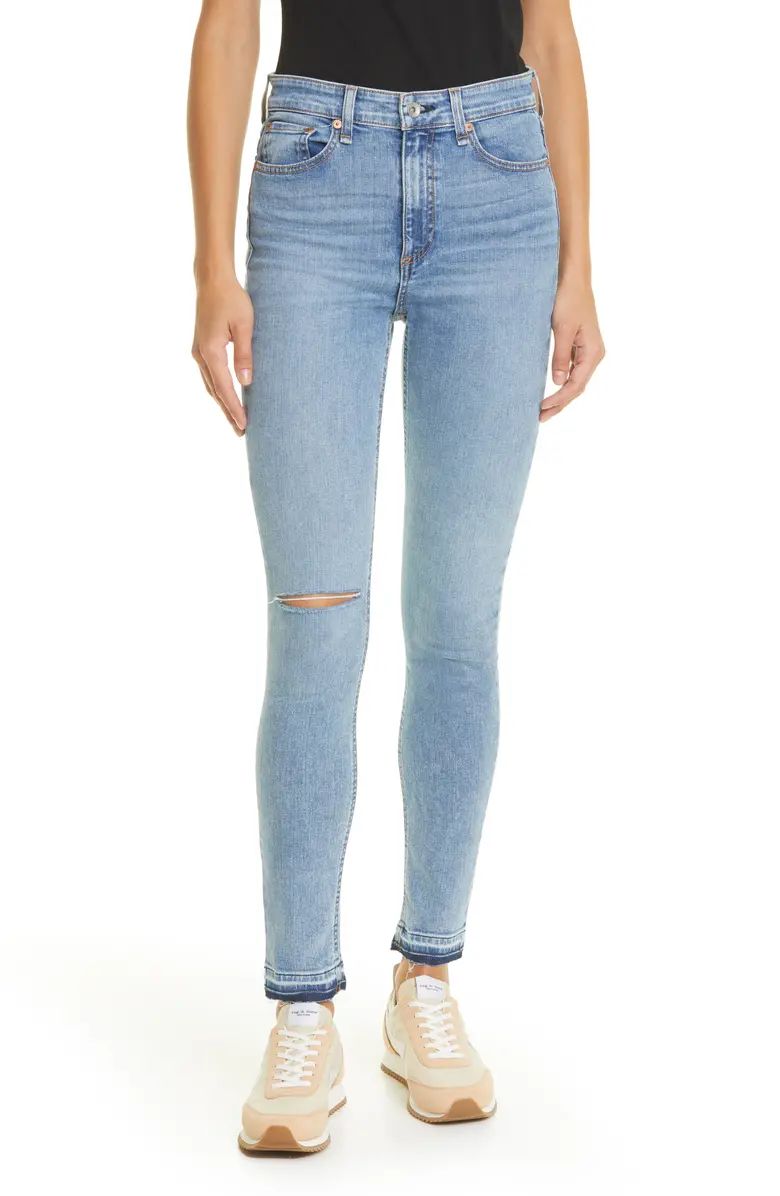 Nina High Waist Release Hem Skinny Jeans | Nordstrom