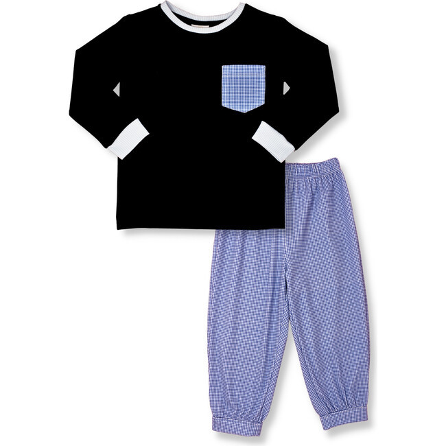 Charlie Banded Pant Set LS, Navy/Royal | Maisonette