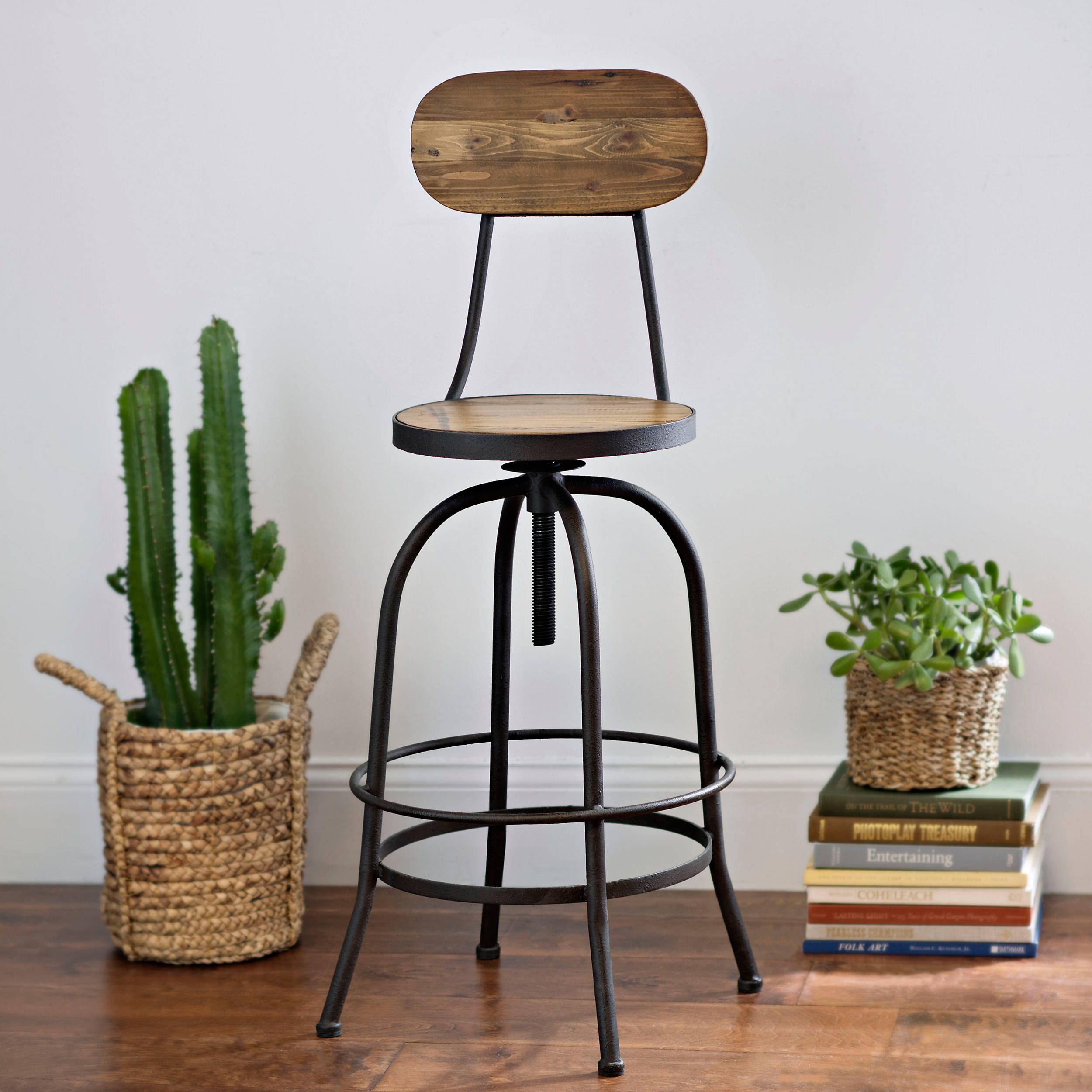 Industrial Elm Wood Bar Stool | Kirkland's Home