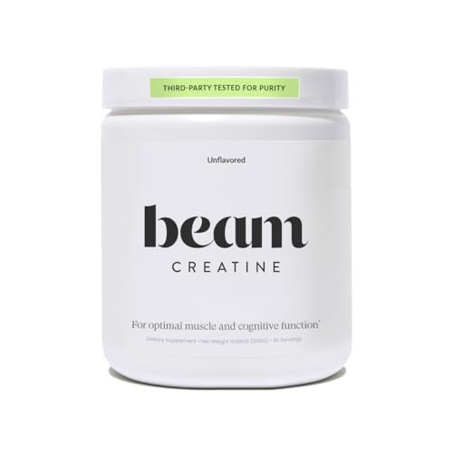 Beam Creatine Powder, Third Party Tested, Micronized Creatine Monohydrate Supplement, Creatine for Women and Men, Muscle Strength, Workout Recovery, Health and Wellness Gift, 60 Servings, Unflavored | Amazon (US)