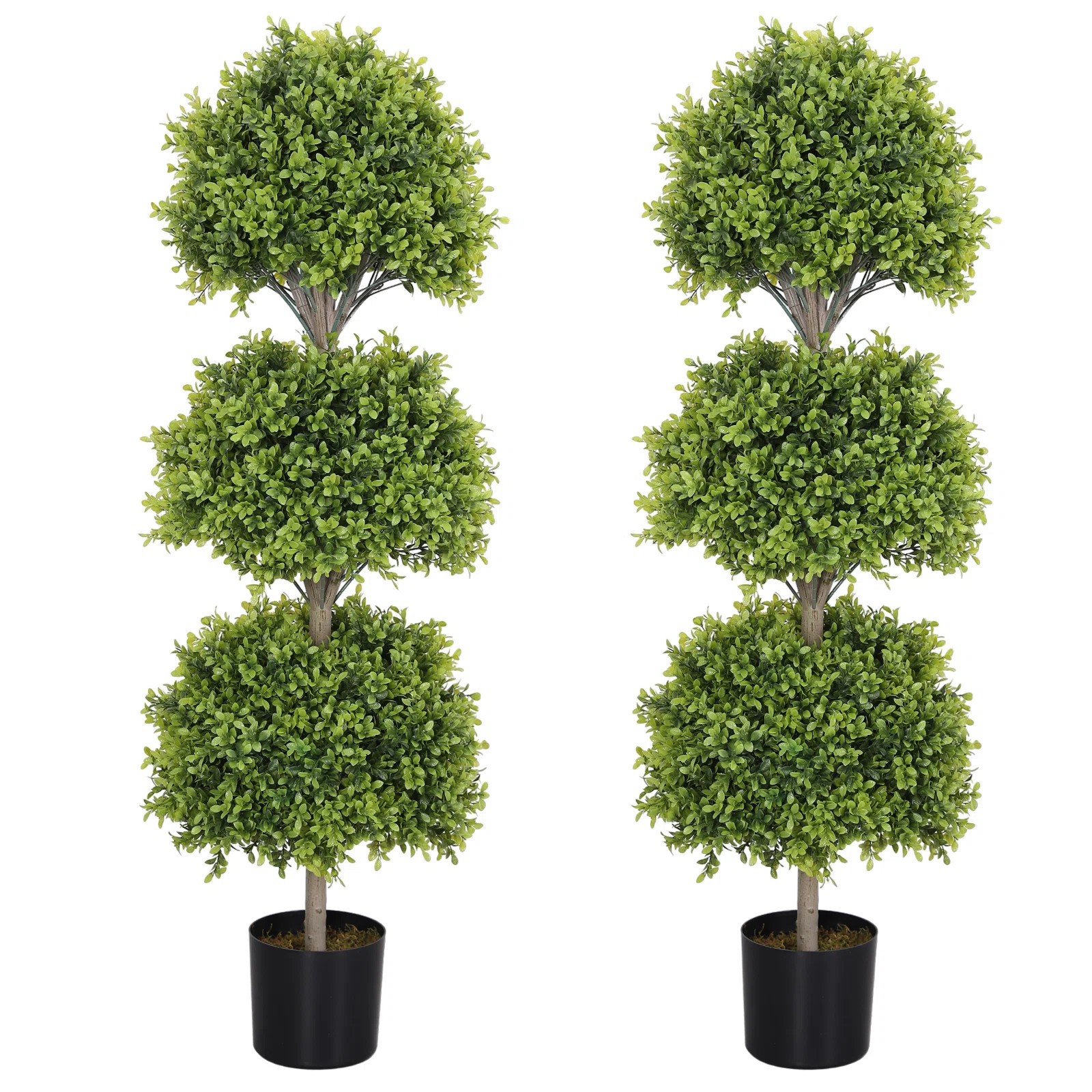 Primrue 4.6ft. Artificial Triple Ball Green Boxwood Topiary in Planter & Reviews | Wayfair | Wayfair North America