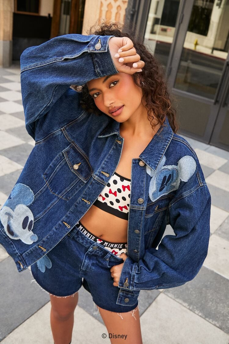 Disney Mickey Mouse Denim Trucker Jacket | Forever 21