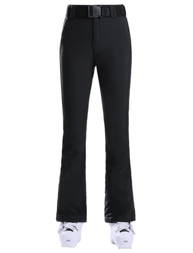 GSOU SNOW Ski Pants Women Snowboard Snow Pants Slim Insulated Warm Waterproof Windproof Winter Outdoor,Black S | Amazon (US)