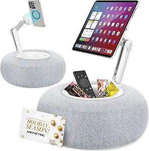 AboveTEK Kindle Pillow Stand, Magnetic iPad Holder for Bed with Snack Bowl, 360° Adjustable Soft... | Amazon (US)