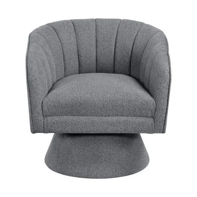 Modern Boucle Swivel Chair With Plywood Construction, 360 - Degree And Comfortable Seat Channel Stitched Back Attached Cushion | Wayfair North America