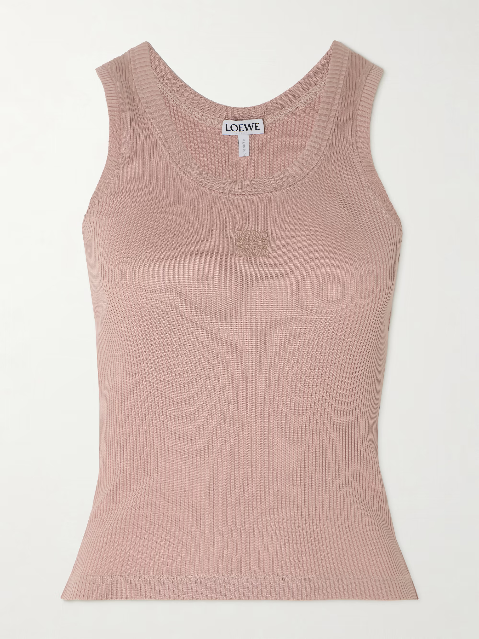 Anagram embroidered ribbed silk-jersey tank | NET-A-PORTER (UK & EU)