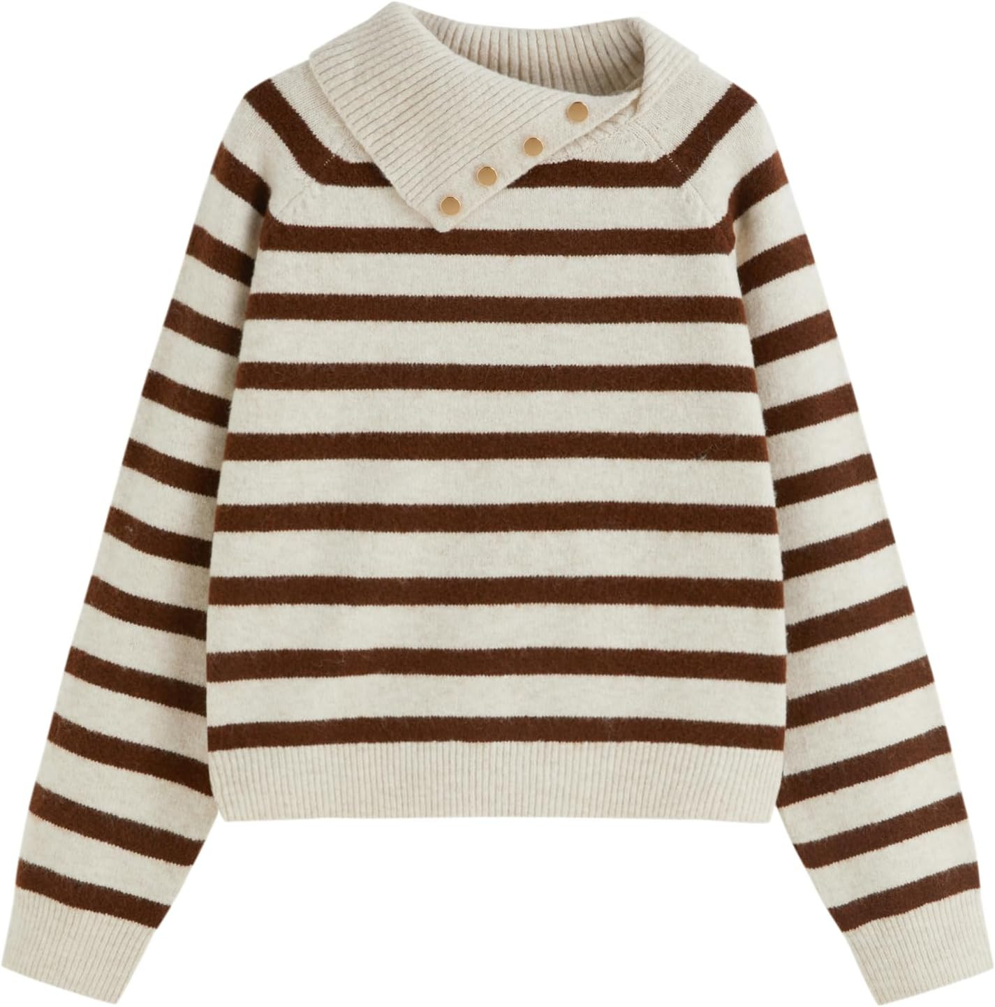 CIDER Wool Blend Sweaters for Women Striped Turtleneck Pullover | Amazon (US)