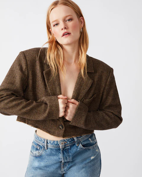 RUPI CROPPED BLAZER BROWN | Steve Madden (US)