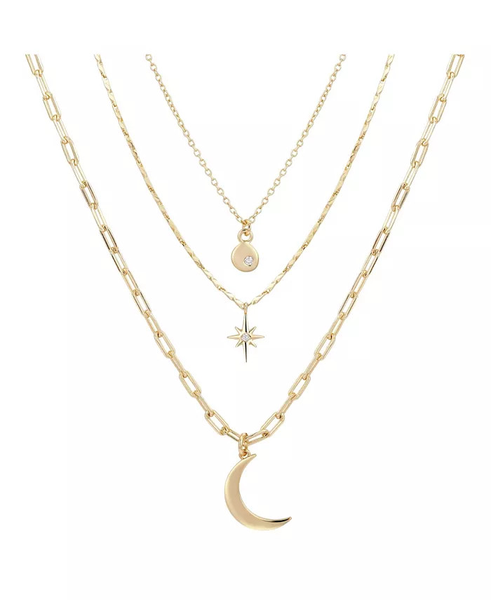 Unwritten 14K Gold Flash Plated 3-Pieces Layered Chain Necklace Set - Macy's | Macy's