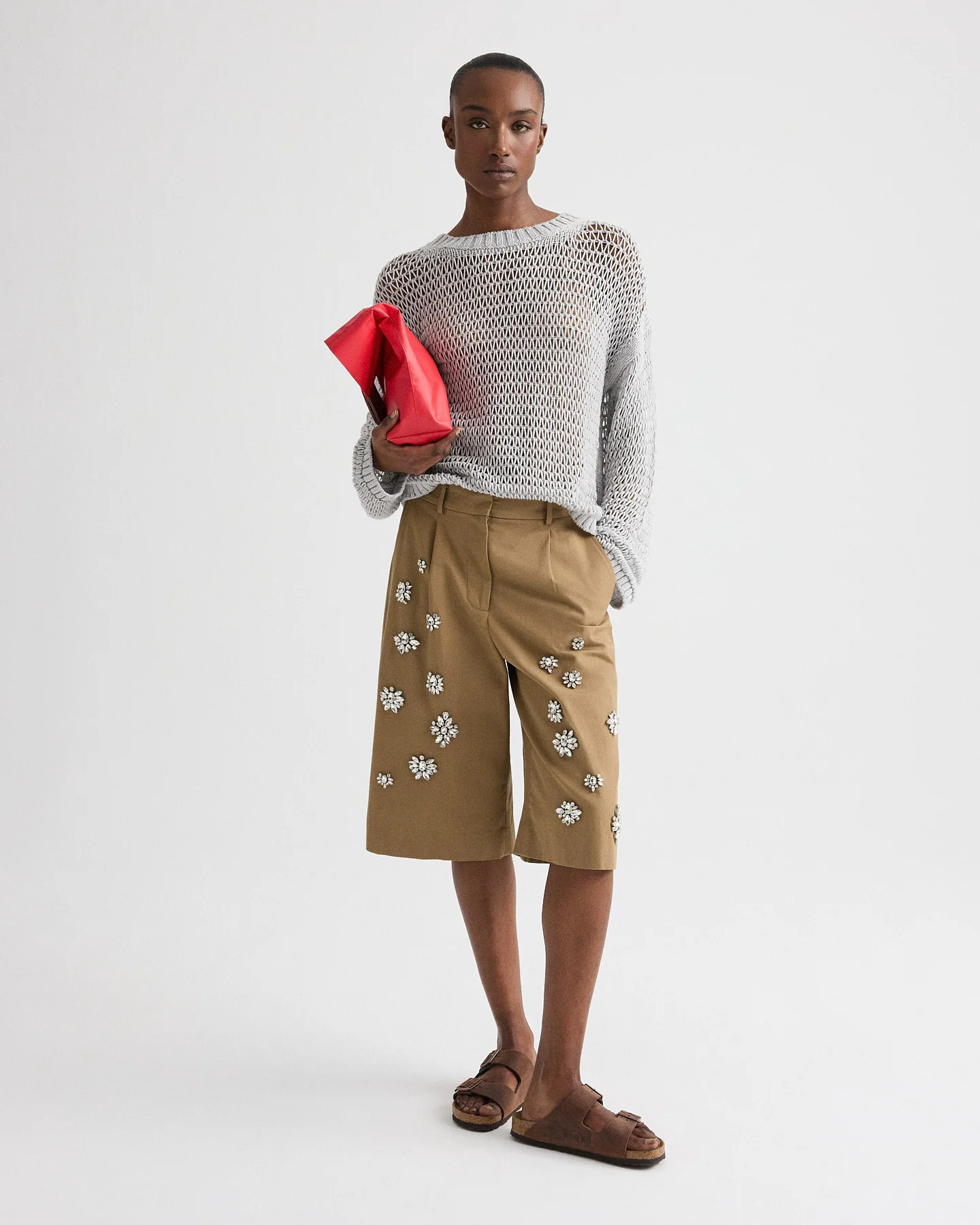 The City Short with Crystals in Water-Repellent Cotton Canvas | TWP