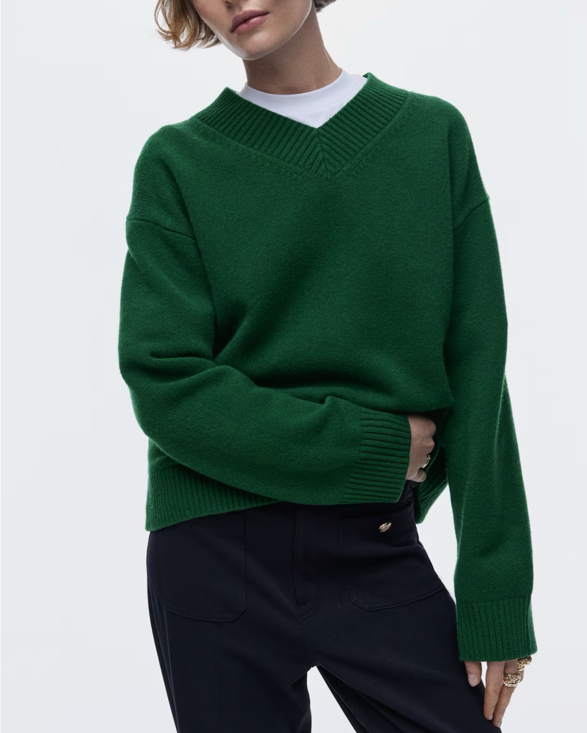 Kelly green v neck sweater 

#LTKSeasonal #LTKFindsUnder50