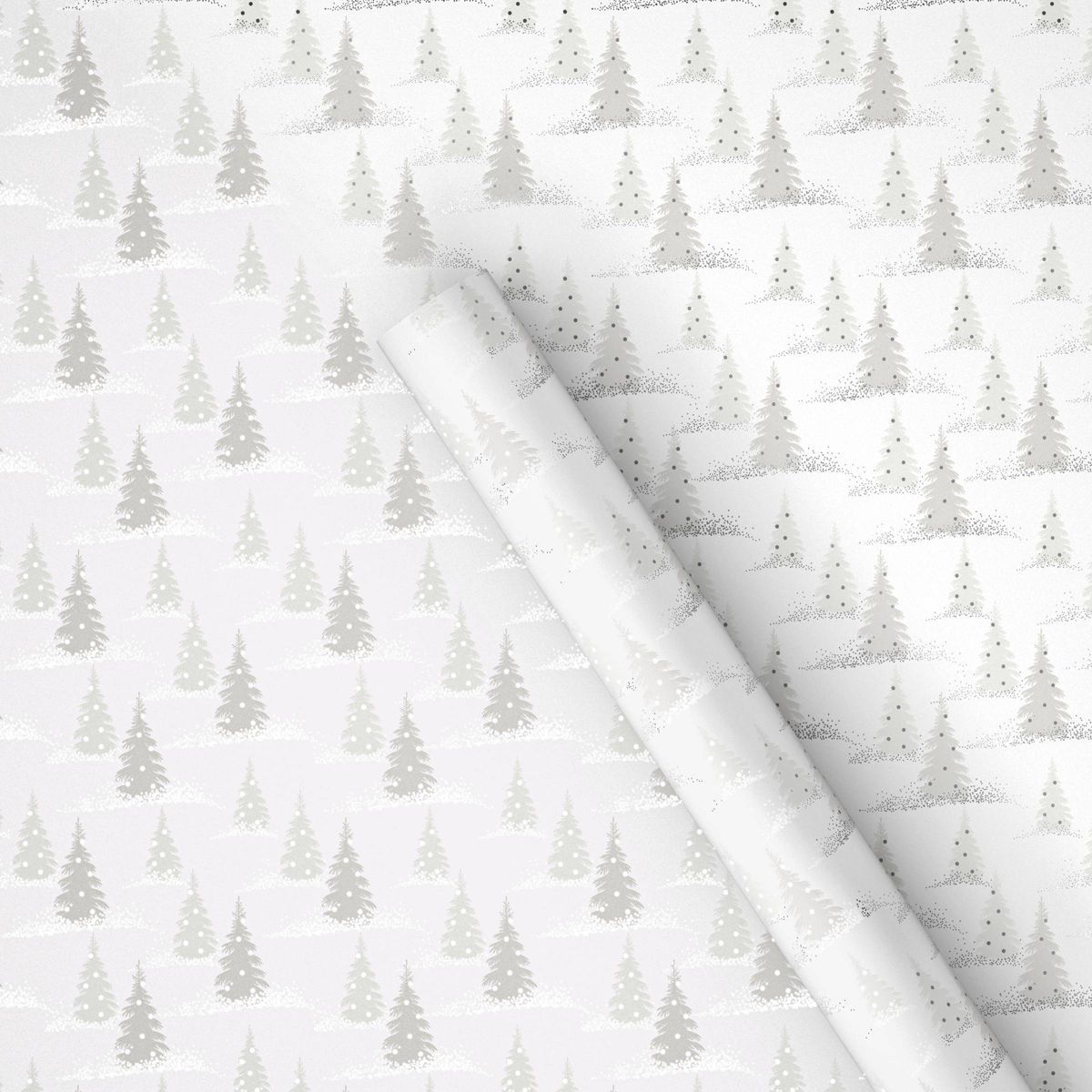 25 sq ft Foil Trees Christmas Gift Wrap White/Silver - Wondershop™ | Target