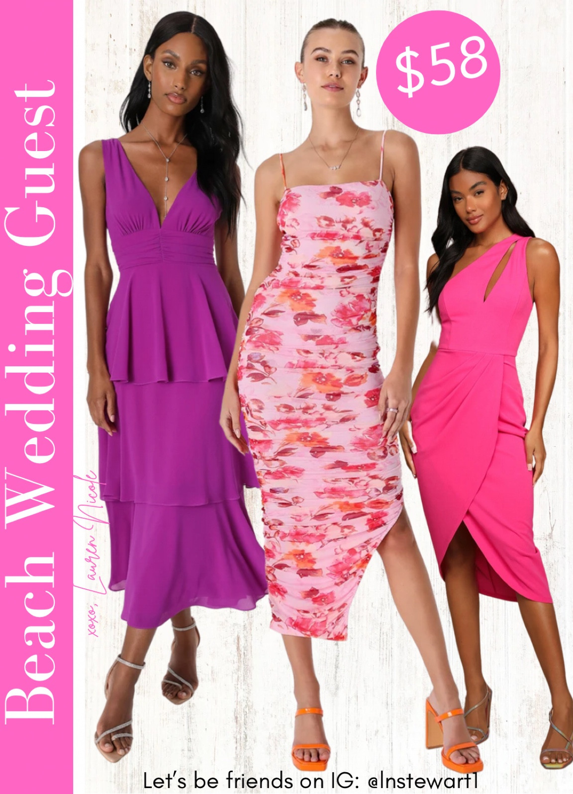 Fuschia Wedding Guest Dress for Beach