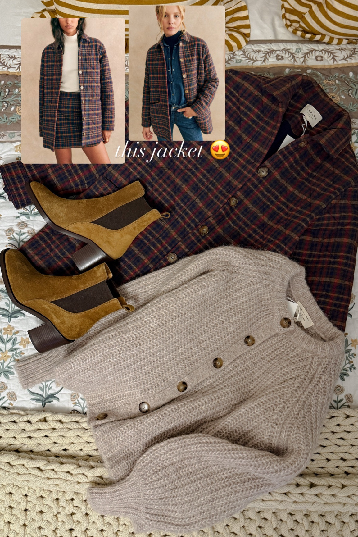 Sezane winter style 😍! This plaid jacket is everything, their alpaca + wool cardigans are the coziest + great quality and these slip on boots are perfect! Love it all!

#LTKSeasonal #LTKStyleTip