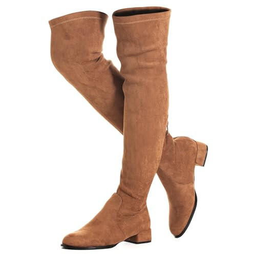 N.N.G Women Over The Knee Boots Brown Size 7 Winter Flat Heel Suede Thigh High OTK Comfort Above knee Designer Ladies Pointed Toe | Amazon (US)