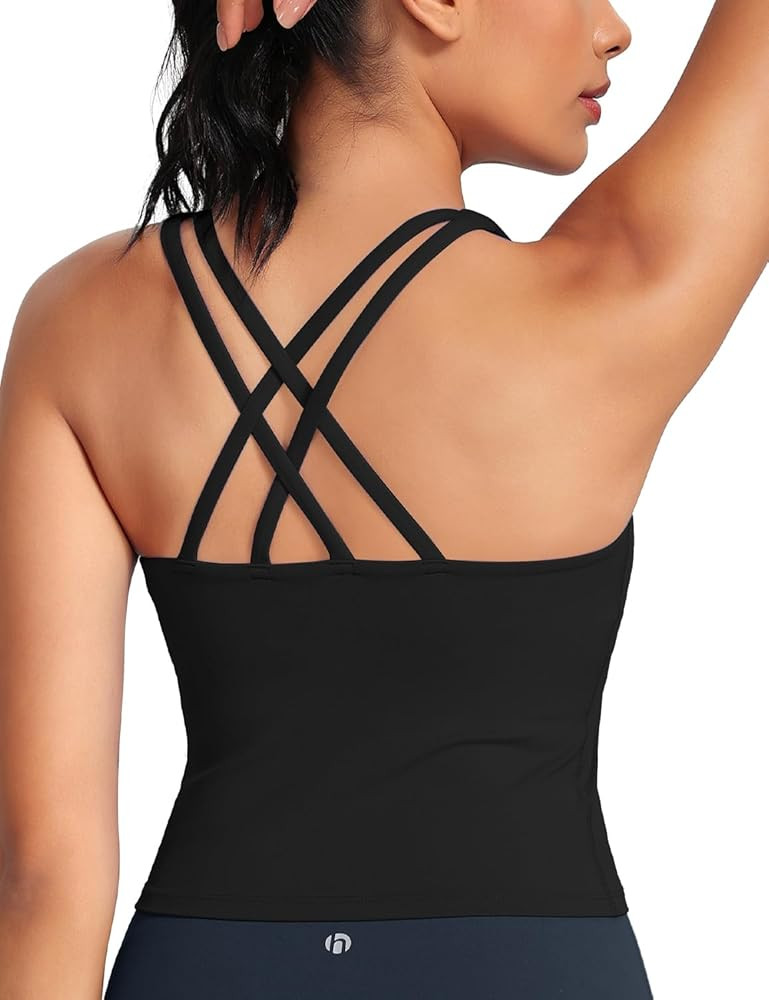 HeyNuts Longline Zeal Bras Medium Impact Wirefree Sports Bras Workout Tank Tops with Removable Pa... | Amazon (US)