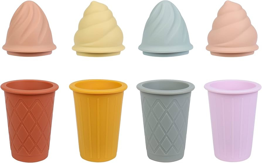 BLUE GINKGO Ice Cream Sand Toys - Silicone Beach Toy Ice Cream Set of 4 | Easy Clean, Travel-Frie... | Amazon (US)